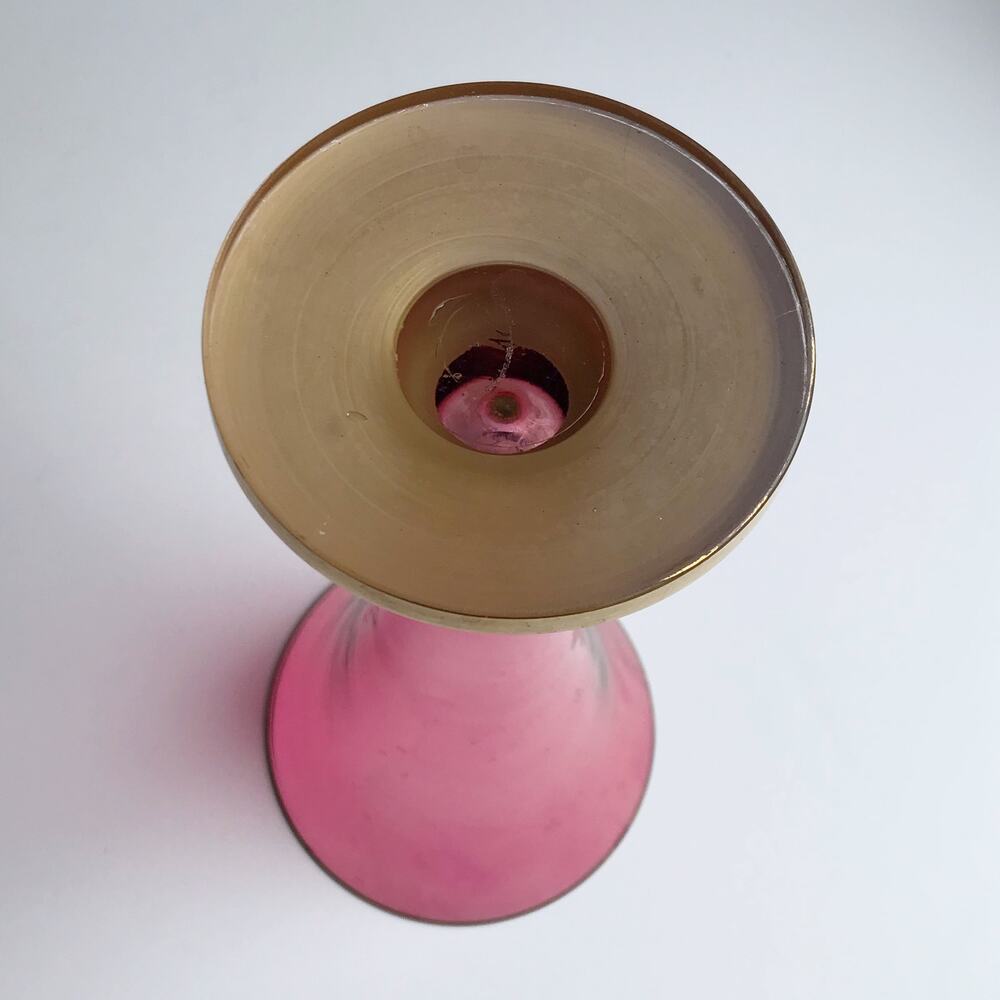 Vintage Gold Red Fluted Glass Vase MCM Home Decor Dark Romantic - Picture 4 of 7